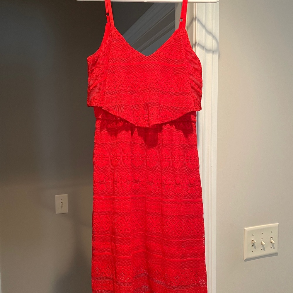 Beautiful Red Casual Lace Dress ❤️